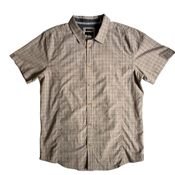 PrAna Plaid Slim Fit Short Sleeve Button Down Shirt Men's Large - Picture 1 of 8